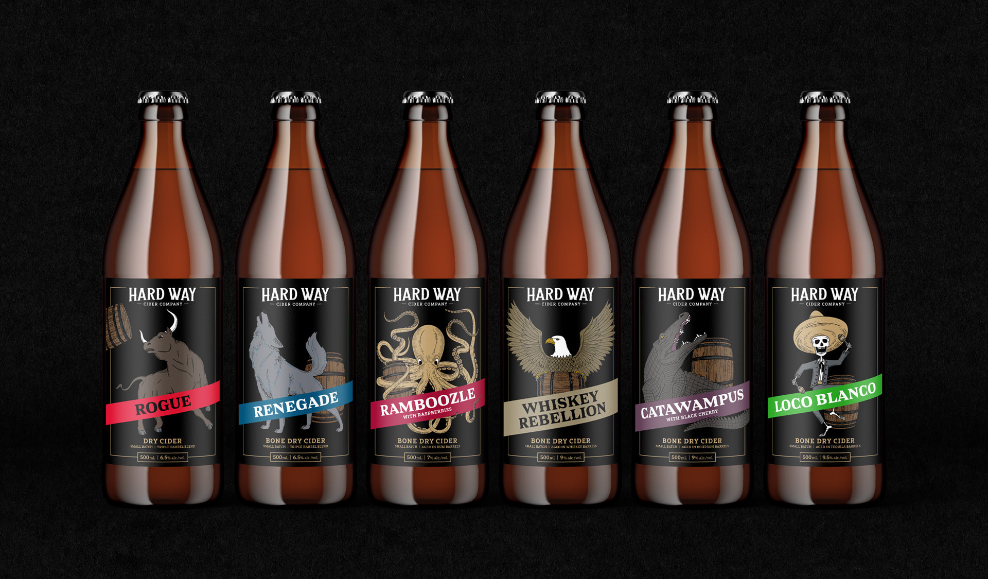 Hard Way Cider bottle lineup