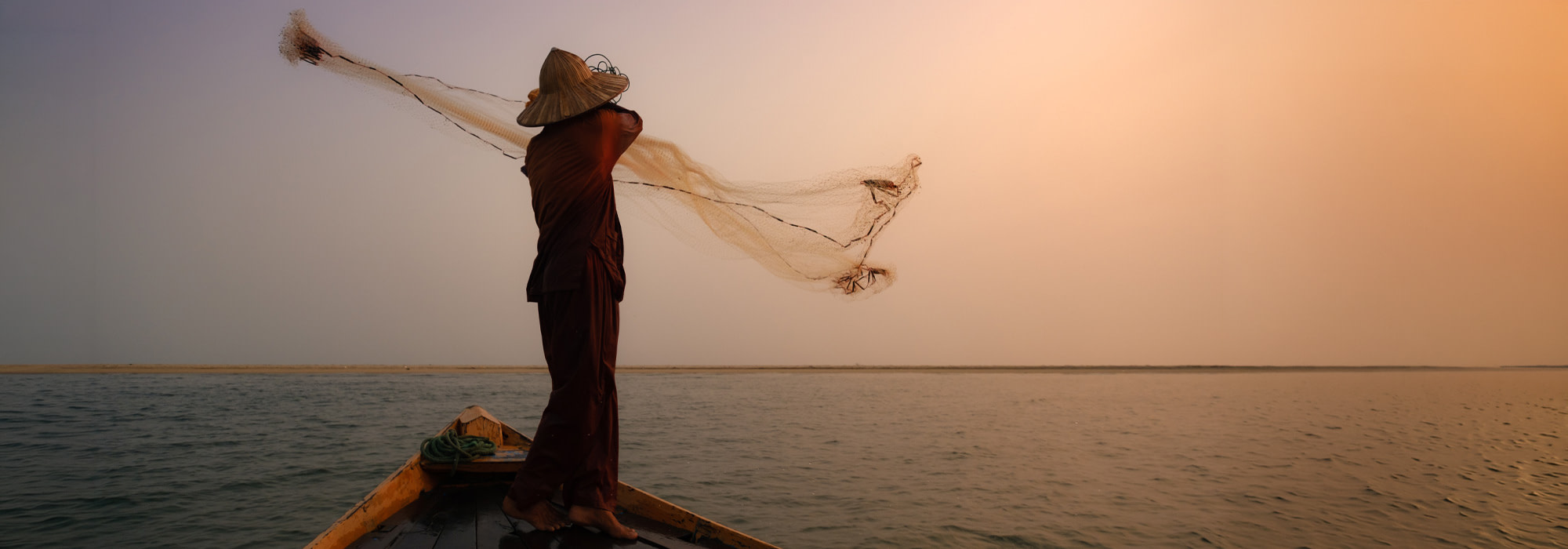 man fishing in Vietnam