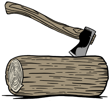 hatchet in a log